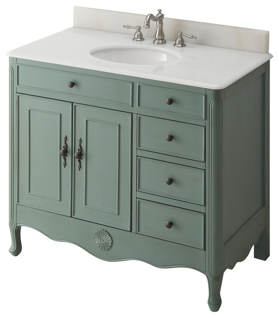 38" Distressed Vintage Blue Daleville Bathroom Vanity HF837YBS Traditional Bathroom