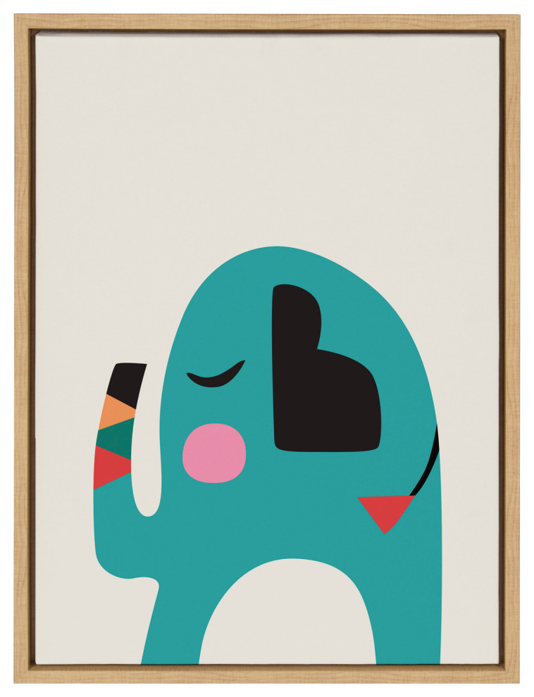 Sylvie Baby Elephant Framed Canvas by Rachel Lee, Natural 18x24