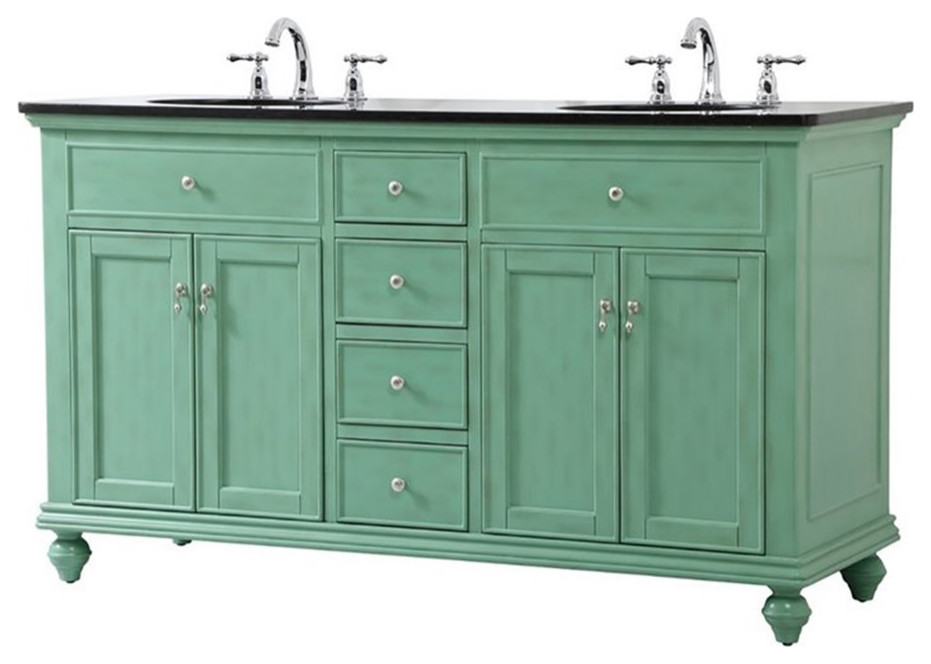 Elegant Decor Otto 60" Contemporary Solid Wood Double Bathroom Vanity in Mint Eclectic