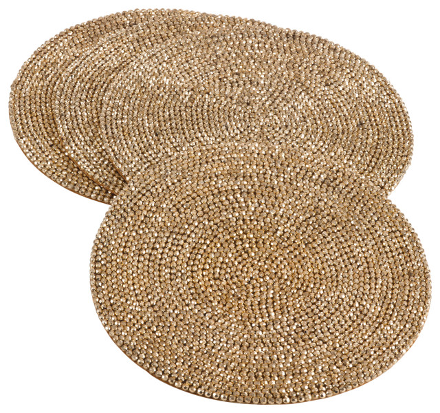 Beaded Design Placemat (Set of 4), 15" x 15" Beach Style Placemats