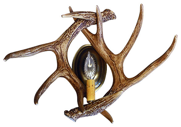 Faux Whitetail Deer 2-Antler Wall Sconce