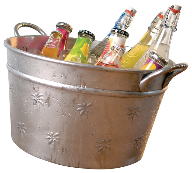 Round Aluminum Palm Tree Relief Tub