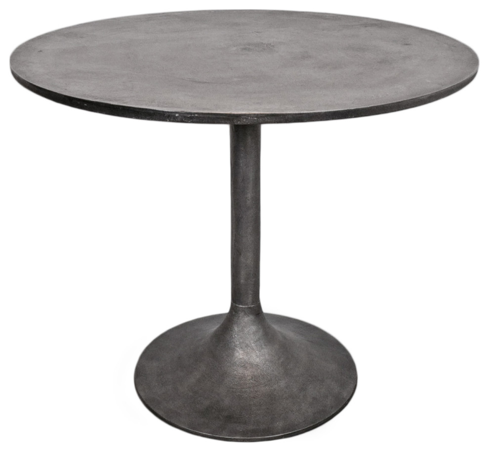 Gunmetal Round Dining Table, 36" Industrial Dining Tables by