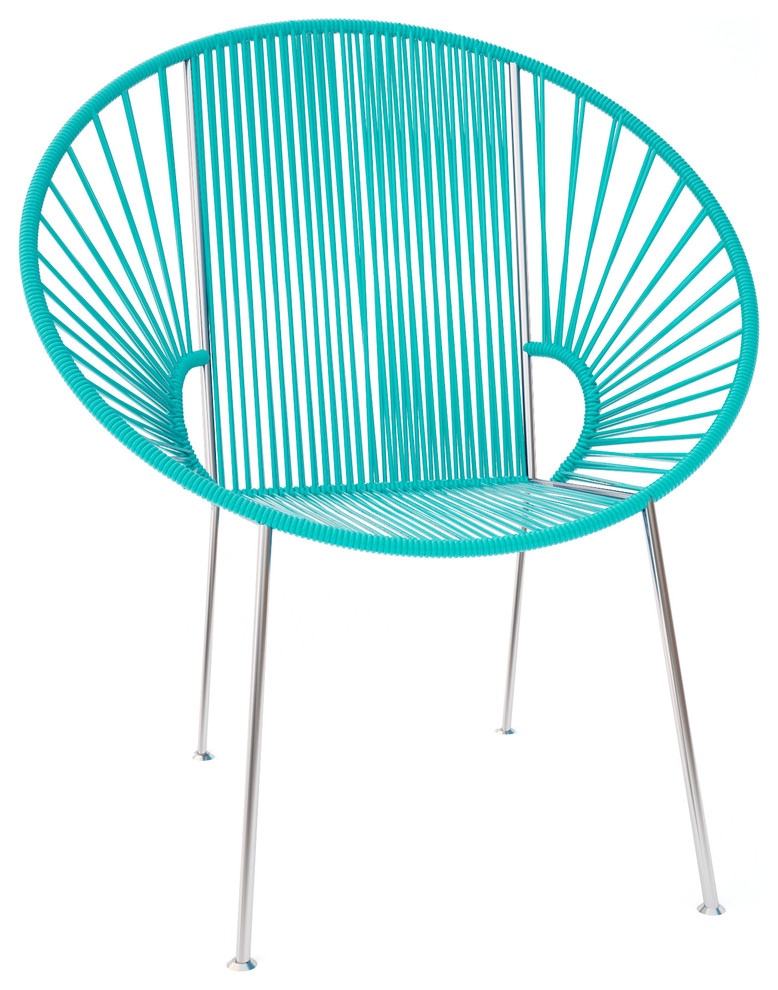 Concha Chair With Chrome Frame, Turquoise Weave
