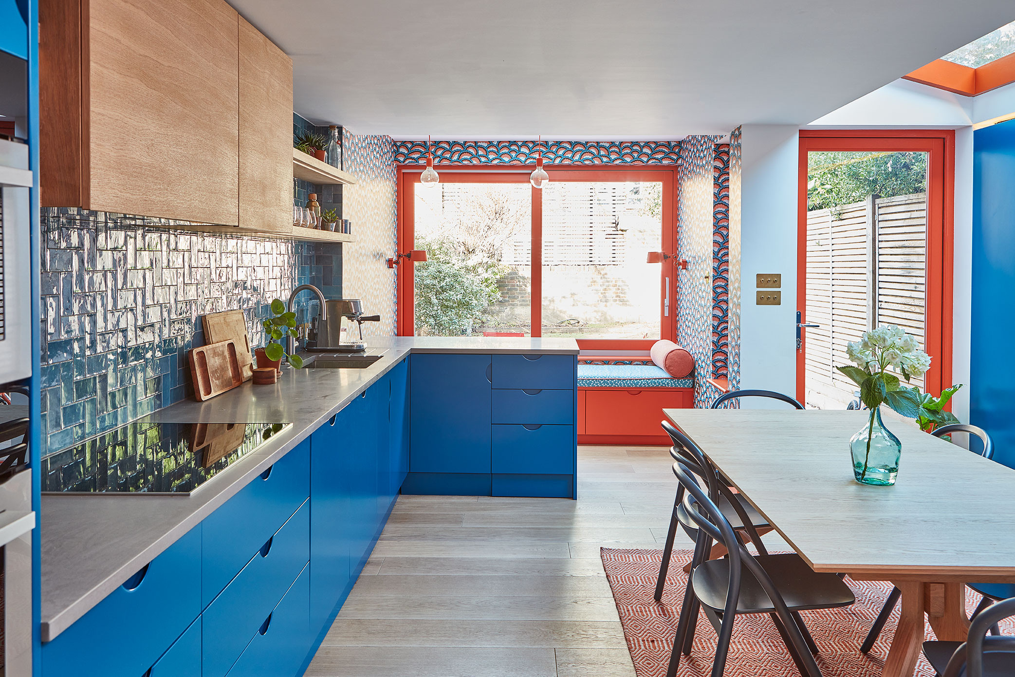 Colorful Vintage-Inspired Kitchen with Brass Accents