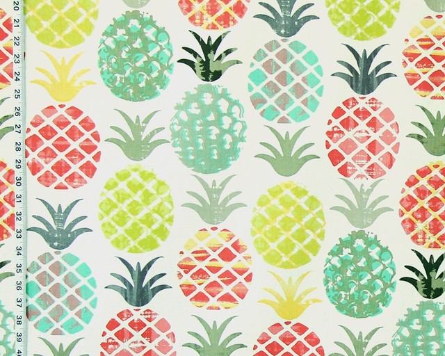 Tropical Pineapple Fabric Fiesta Colors Watercolor, Standard Cut