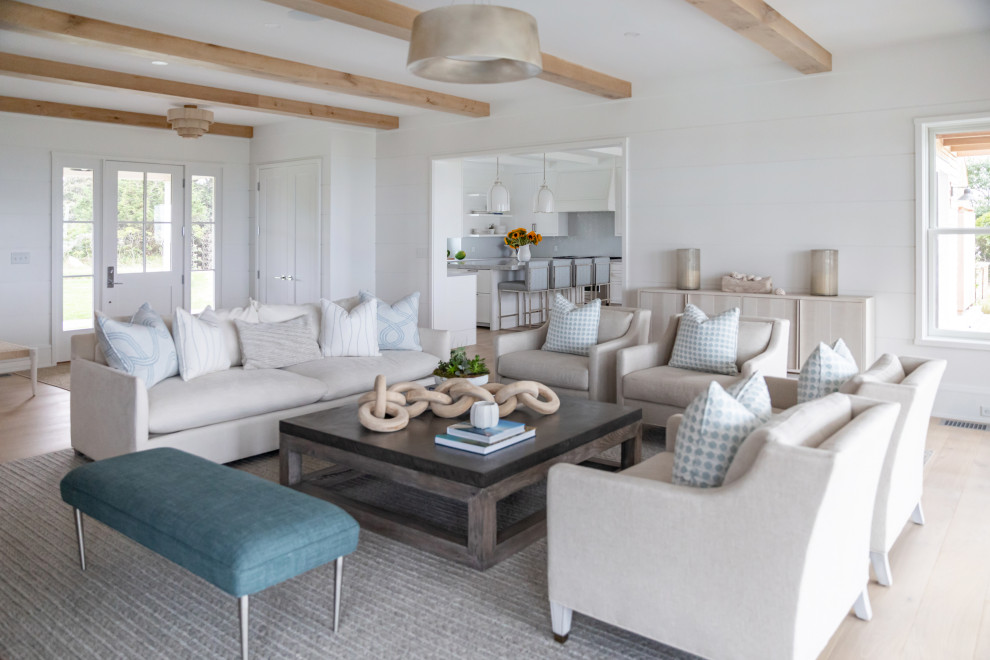 Family room - coastal family room idea in Other