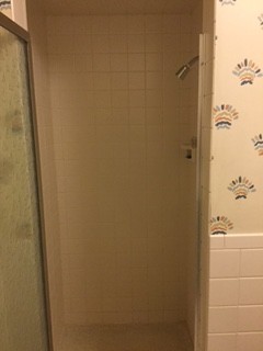 Casually cool cement tile bathroom