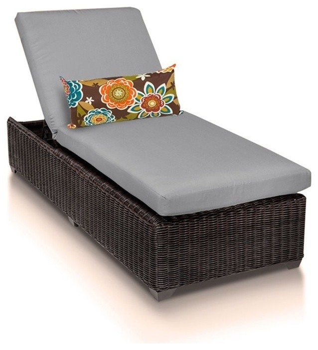 TK Classics Venice Wicker Patio Chaise Lounge in Tan Tropical