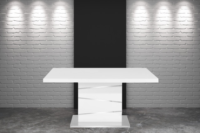 Modern White High Gloss Dining Table, Black Gloss Round Dining Table