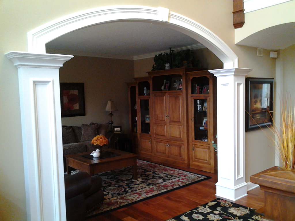 Custom Wood Archway with boxed woodworking