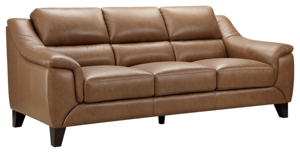 Teramo Leather Sofa, Camel Transitional Sofas by Abbyson Home Houzz