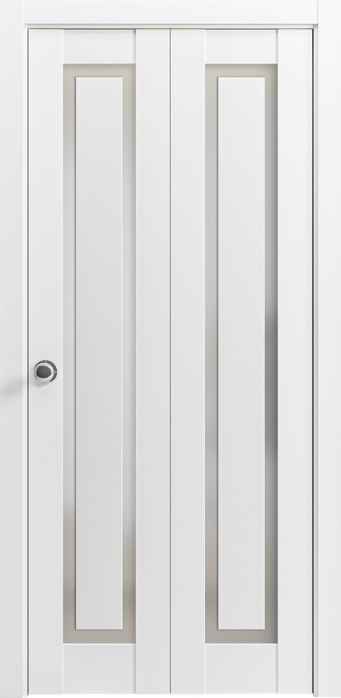 Closet Bi-fold Doors, Planum 0888 Painted White & Frosted Glass, 64