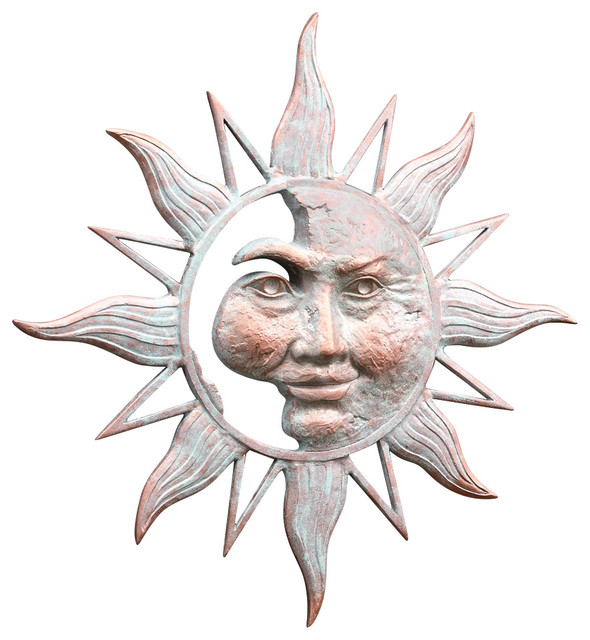 Half Face Sun Wall Plaque Farmhouse Outdoor Art By Spi Half Face Sun Wall Plaque