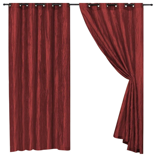 Orange Crushed Satin Window Curtain Panel With 8 Grommets Curtains