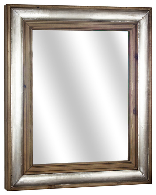 Wood And Metal Framed Mirror 27 X 23 Traditional Wall Mirrors By American Art Decor Inc