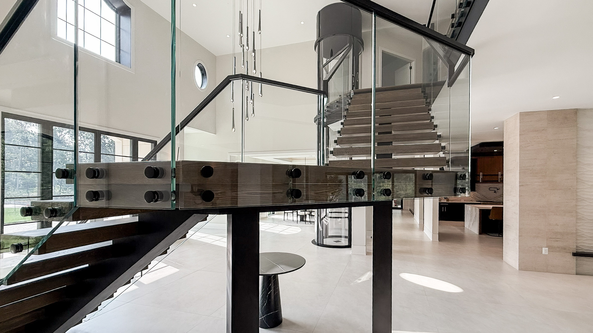 Project #159 | Modern Foyer Stair with Stand-off Glass Railing