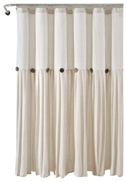 Linen Button Shower Curtain Off White Single 72X72 - Transitional ...