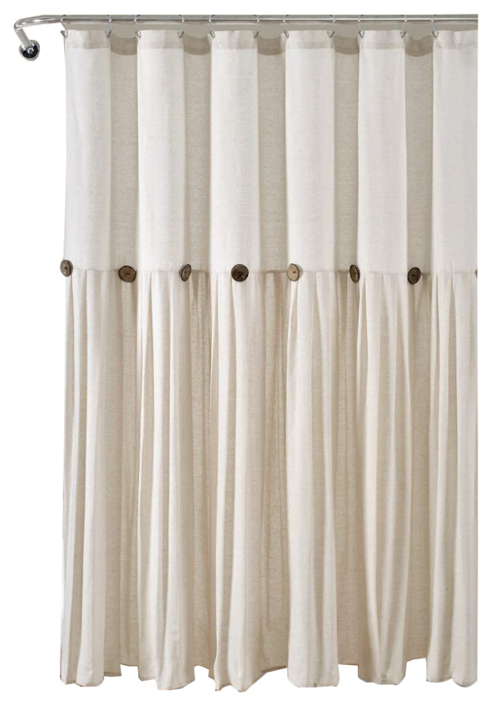 Linen Button Shower Curtain Off White Single 72X72 - Transitional - Shower Curtains - by Uber ...