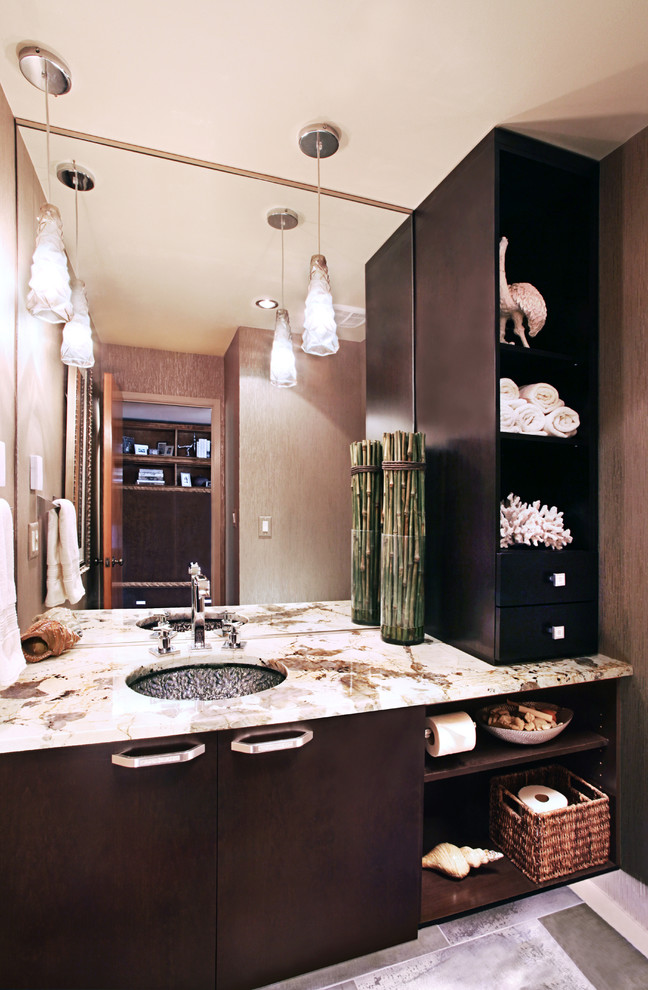 This is an example of a contemporary powder room in Detroit.