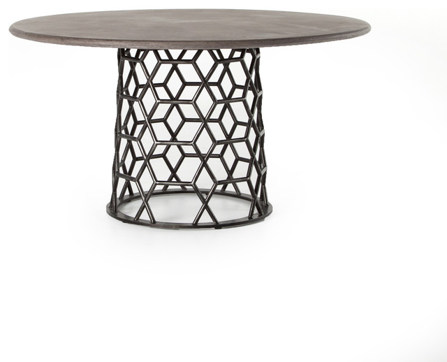 54 L Fusca Dining Table Iron Concrete Rubbed Steel Antiqued Dark Grey Artful