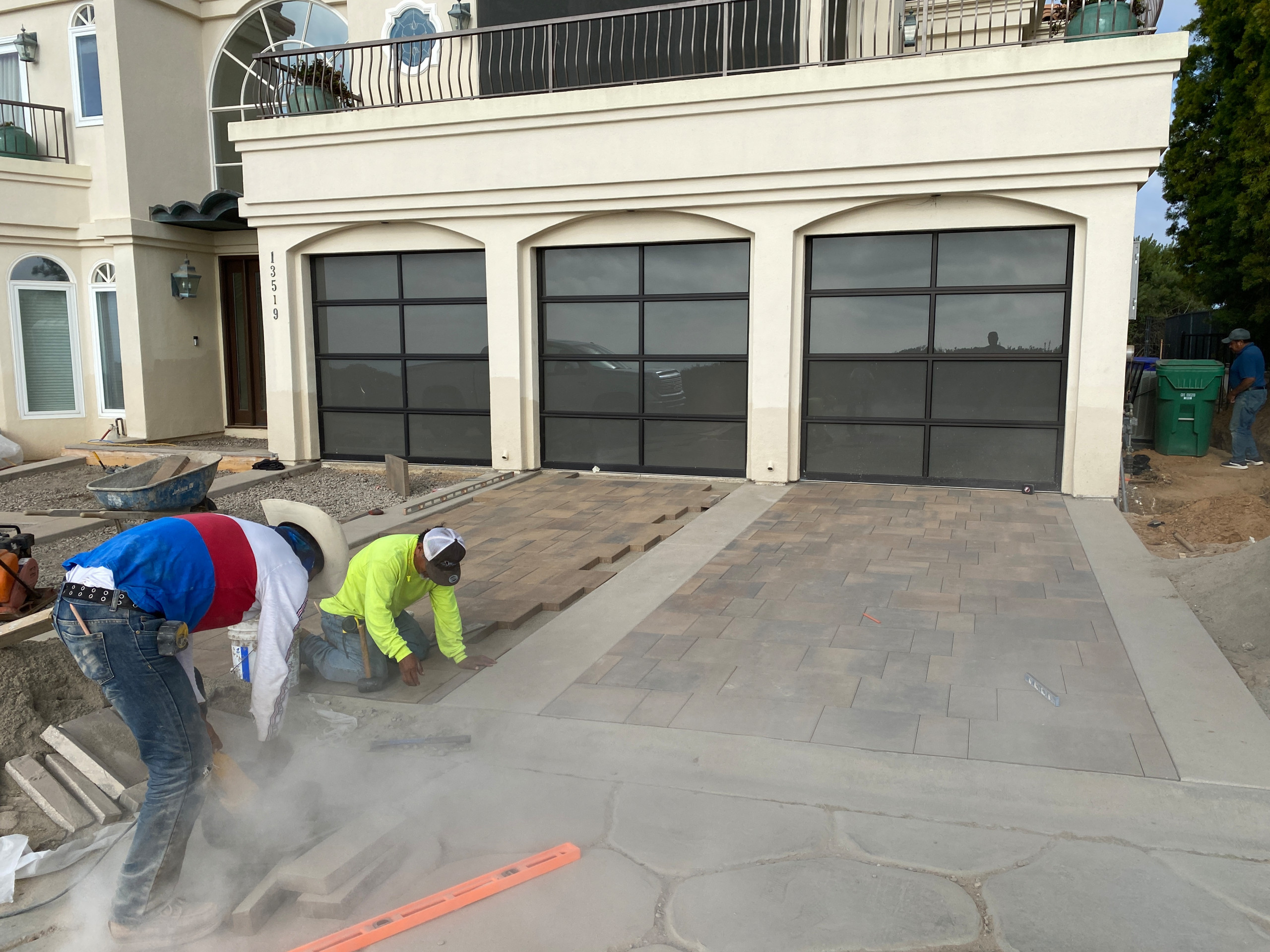 Completing the New Paver Driveway in Del Mar