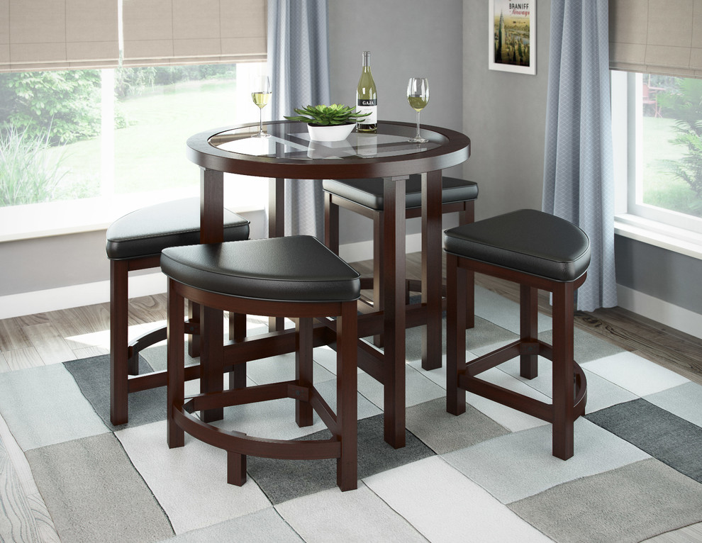 Belgrove Dark Espresso Stained Dining Table With 4 Stools ...