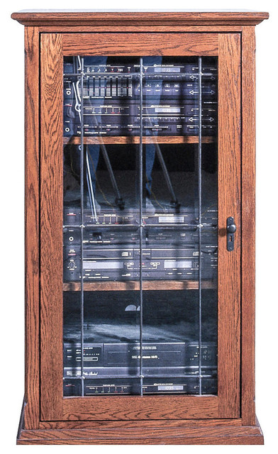 Mission Audio Tower With Glass Door, Audio Tower Cabinet