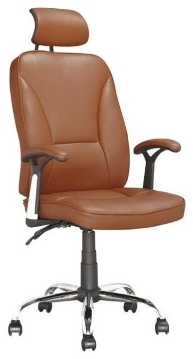 Atlin Designs Faux Leather Swivel Office Chair In Light Brown Contemporary Office Chairs By Homesquare