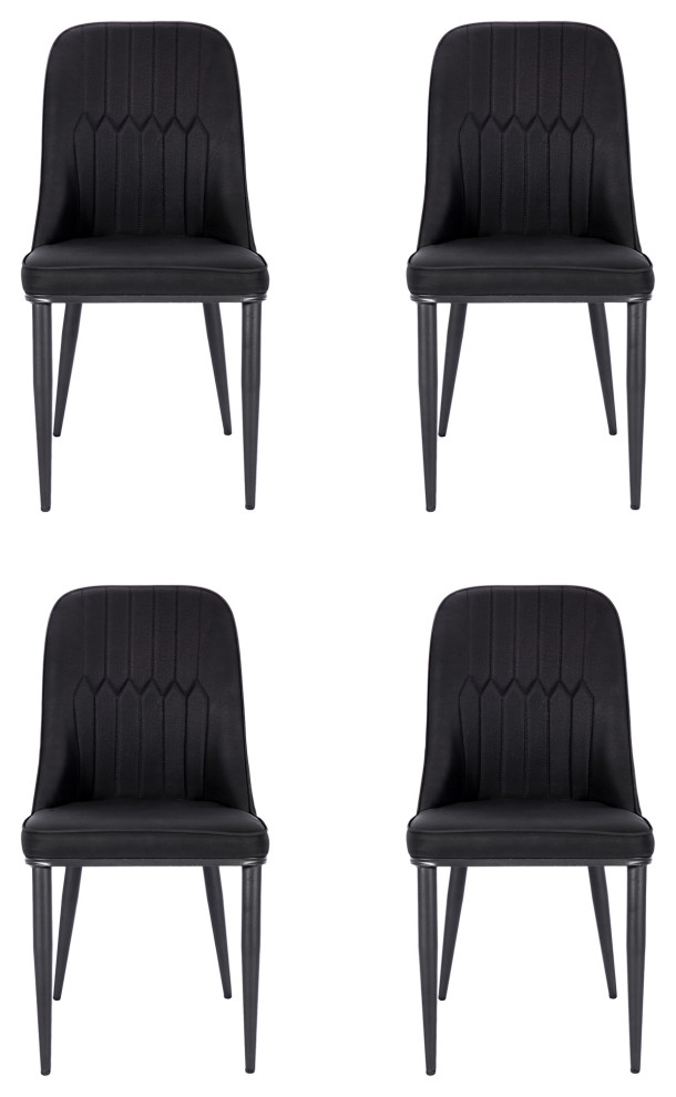 Black Armless Upholstered Accent Chairs for Dining Room Kitchen, Set of