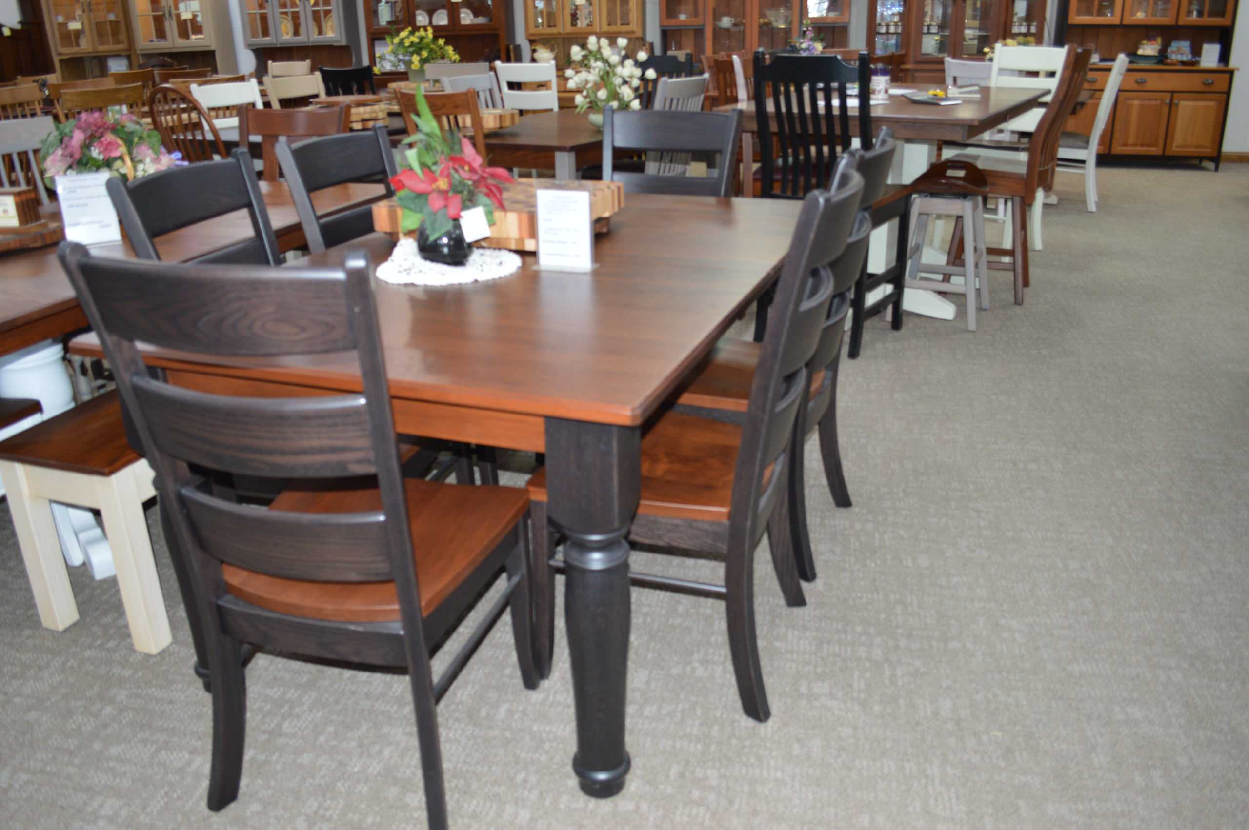 Cherry and Oak 4 leaf Dining set with heavy legs