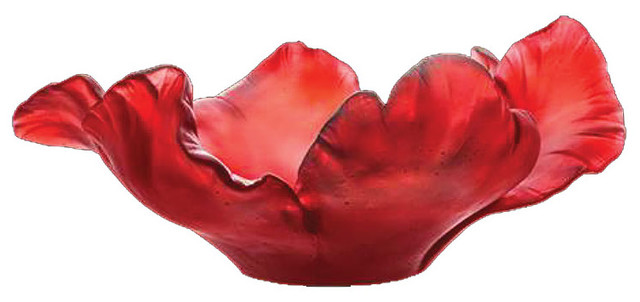 Daum Crystal Tulip Bowl Red Transitional Decorative Bowls By Daum Crystal Tulip Bowl Red