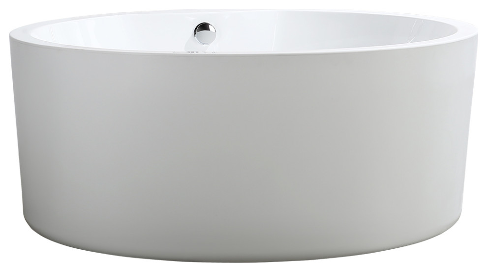 Freestanding bathtub, polished chrome round overflow and pop-up drain, VA6810