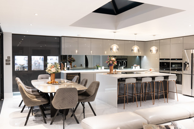 Luxury Home Renovation with Rear Extension, Bespoke Interiors & Landscaped Garde contemporary-dining-room