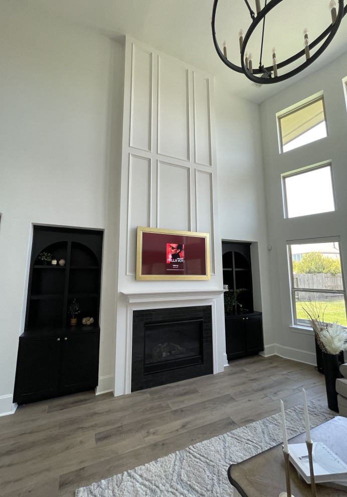 Fireplace with Wood Paneling Fireplace and Custom Builtin in