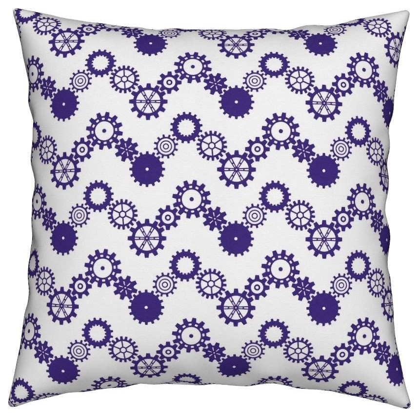 Robot Cog Chevron Zigzag Zig Zag Abstract Throw Pillow - Contemporary ...