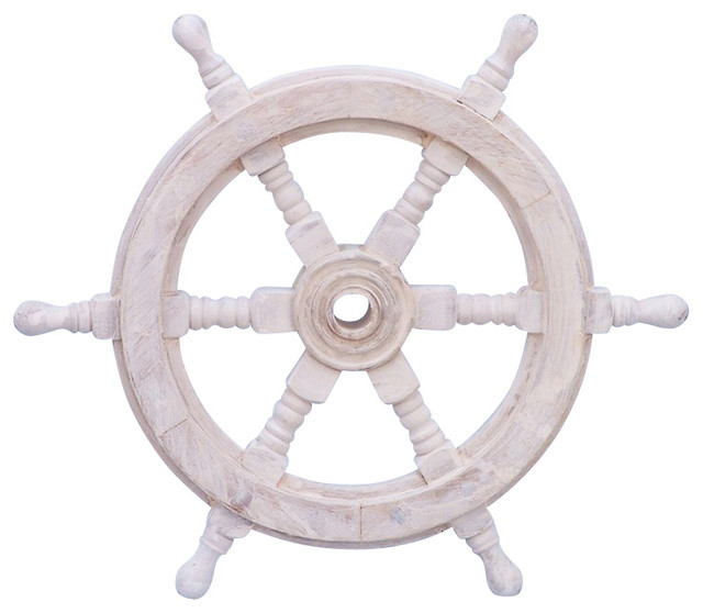Clic Wooden Whitewash Ship Steering Wheel Small Beach Style Clic Wooden Whitewash Ship Steering Wheel 12 Decor Beach Th