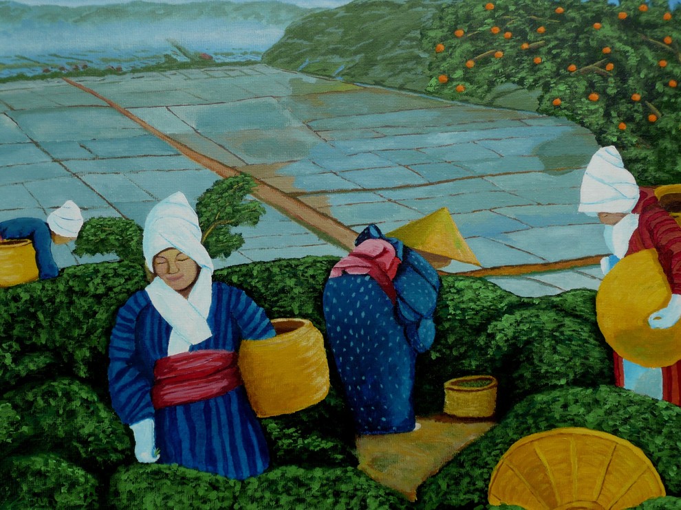 "Picking Green Tea" Original Art