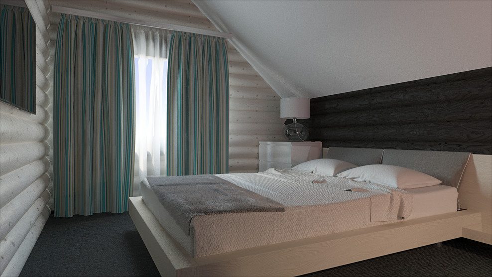 Современный интерьер в срубовом доме