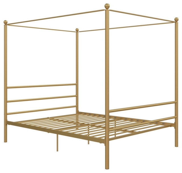 DHP Kora Metal Canopy Bed in Full White, Full Size Contemporary