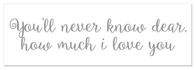 You'll Never Know How Much I Love You 12"x36" Canvas Wall Art, Gray