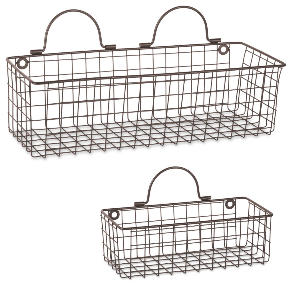 DII Wire Wall Basket, Set of 2 Bronze Industrial Baskets by