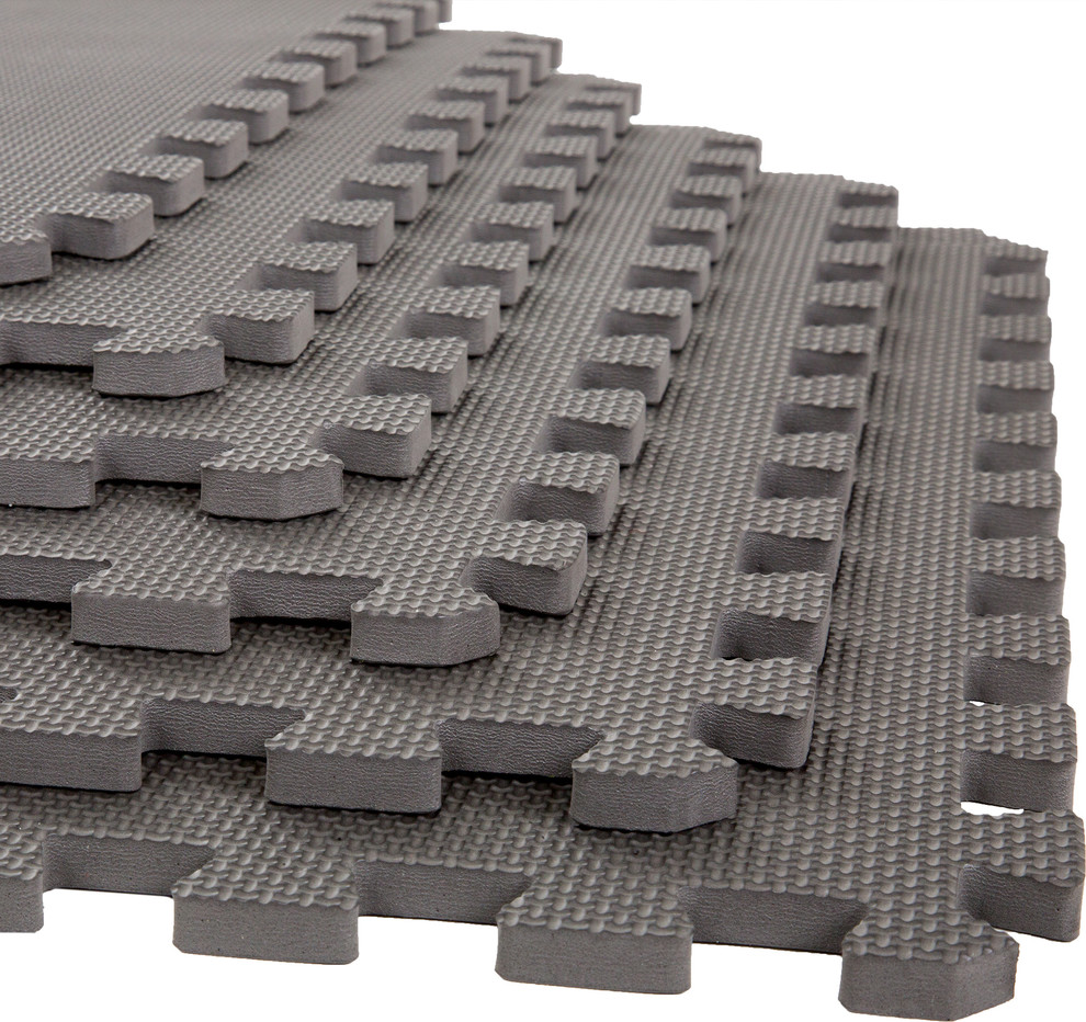 Stalwart Interlocking EVA Foam Floor Mats Gray 24x24x.5, Set of 6