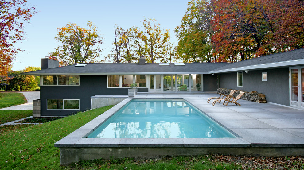 Photo of a large midcentury pool in Minneapolis.