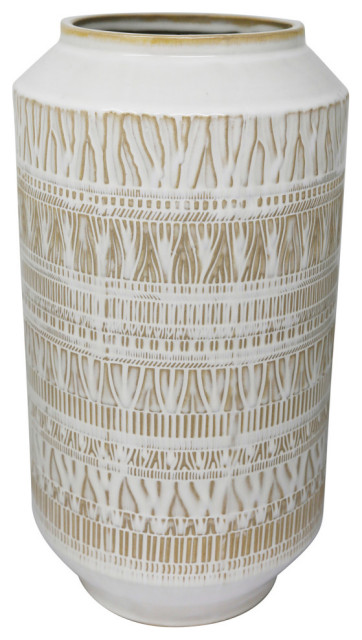 10 x 10 x 13.75 Inches, Sagebrook Home Decorative Ceramic VASE White 