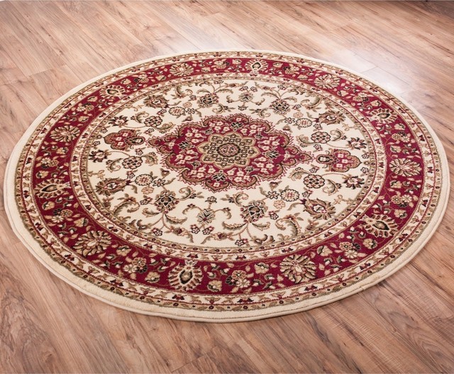 Well Woven Barclay Medallion Kashan Area Rug, Ivory, 3'11