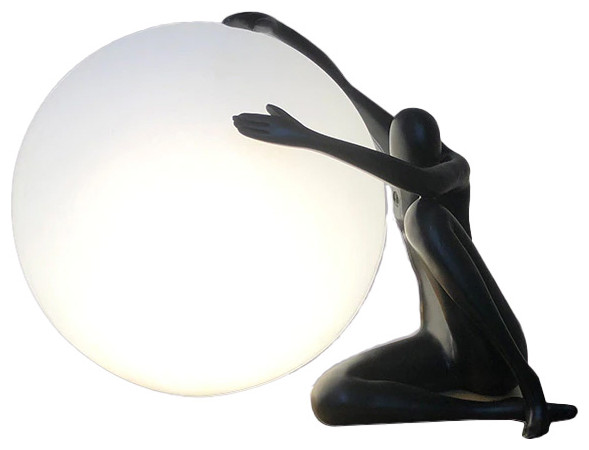 Modern Art Portrait Sculpture Decoration Novelty Table Lamp, Black
