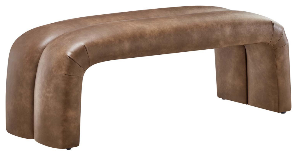 Dax 50.5" Vegan Leather Upholstered Accent Bench - Brown
