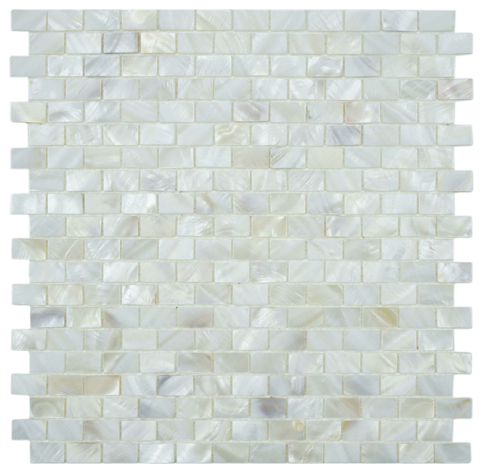 SomerTile Seashell Subway White Mosaic Tile (Pack of 10)