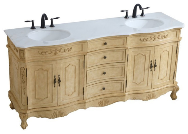Elegant Decor Danville 72 Double, Marble Top For Bathroom Vanity